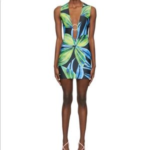 Blue and yellow sleeveless ring dress. Never worn